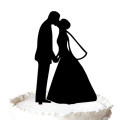 Romantic Bride and Groom Kissing Wedding Silhouette Cake Topper